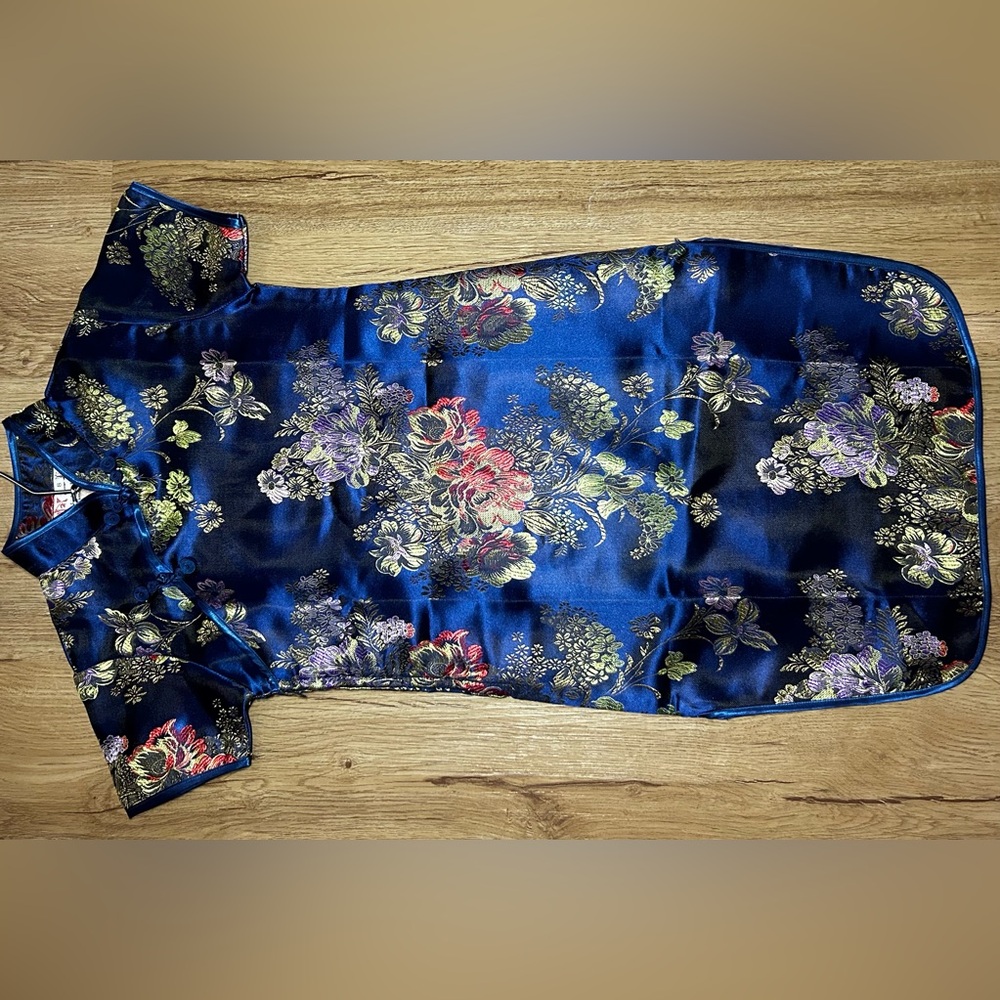 Girls Floral Silk Cheongsam Dress